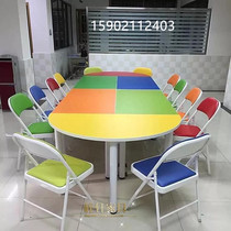 Childrens Art Training Course Table Young Pioneer Activity Room Desk and Chair Oval Library Reading Table and Chair
