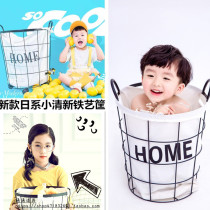 New children photography props Japanese hipster wrought iron baskets room decoration bucket Nordic ins basket
