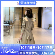 Brand womens windbreaker high-end atmosphere 2021 Spring and Autumn New windbreaker womens knee large size coat long coat