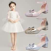 Girl Leather Shoes Children Small High Heels Shoes Princess Shoes Water Crystal Shoes Dresses Shoes Big Kids Shoes Walk Show Single Shoes