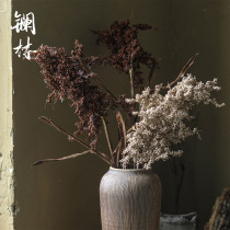 Retro Autumn Color Emulation Sorghum Dry Flower Long Branches Flower Arrangement Folk Hotels Silence Wind Decoration Inserted Pottery Jar Floral Art Pendulum
