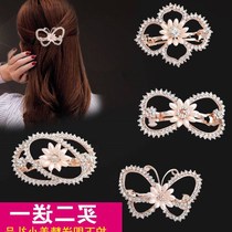 Buy two get one free top clip Spring clip Crystal rhinestone hair clip Top clip Horizontal clip Hollow hairpin bow hollow clip