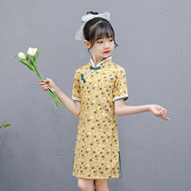 Girls Cheongsam Chinese Style Childrens Princess Dress Summer Girl Dress Childrens Wear Women 2021 New Summer Skirt