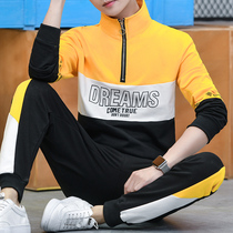 13 adolescent long sleeve T-shirt male 14 junior high school high school student 12-15 year old great boy autumn clothes boy necroe one suit