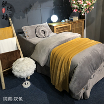  Solid color atmospheric lint beauty bedspread four-piece simple multi-color massage bed SPA bedspread can be customized