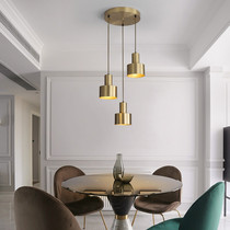 Postmodern American restaurant chandelier minimalist Creative Personality Bedroom Bookroom Table Light Three-headed Disc Full Copper Luminaire