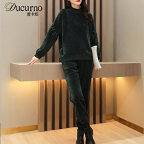 Ducurno2022 Year Autumn Winter New Fashion Loose Casual Suit Women Thicken Sweatpants Two Sets Women