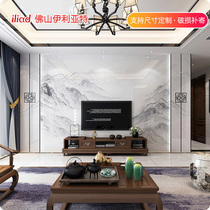 New Chinese style ink infiltration board background wall living room tiles modern simple artificial marble Chinese style TV Wall