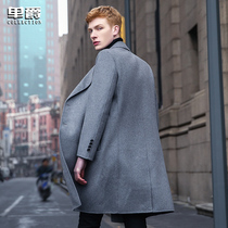 Winter bifacial handmade wool What to do in the mens clothes Mens business Long style clothes over a kneecap mens jacket