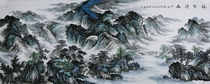 Famous He Yanzhe style traditional landscape (1) Chinese painting Pine Gully figure calligraphy painting hand-painted big Zhang two horizontal