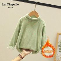  La Chapelle childrens clothing fashion spring high-neck thickened childrens bottoming shirt Striped mens and womens long-sleeved T-shirt top t