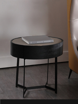 Italian light luxury bedside table Nordic ins round bedside table simple modern bedroom designer free installation round side