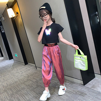Korean Girls Internet Celebrity Set 2022 New Summer Big Kids Thin Fashion Trend Casual Fashion Two-Piece