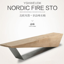Nordic Creative Home Log Changing Shoes Stool Solid Wood Strip Bench Hotel Casual Iron Art Retro Bench