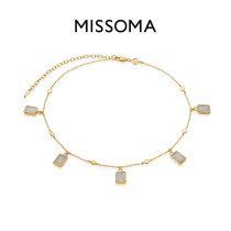 Missoma Rainbow Moonstone Pendant Gold choker Personality Fashion Exquisite Beaded Chain Necklace