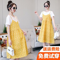 Pregnant women summer dress summer Foreign style breastfeeding summer skirt 2021 summer short sleeve clothes tide Hot Mom personality
