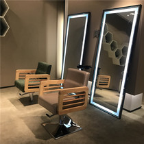 Hairdresshop Online Red Mirror Table Beauty Hair Shop Mirror Desk Hair-Cut Mirror Single-sided Floor Mirror Hairdressinge and Mirror Table Beauty and Hair Mirror Table