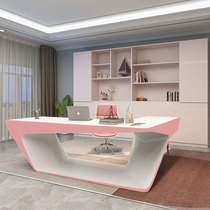 Baking Lacquer Woman Boss Table Fashion Brief Modern Desk Pink Creative President Desk Manager Desk Big Desk