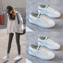 Hong Kong Tide Cards Genuine Leather Small White Shoes Summer 2021 Spring Autumn New Fashion 100 Hitch Thick Bottom Heightening Plate Shoes Lace Women Shoes