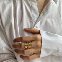 Left ear) Net red INS with metal spiral multi-layer ring in Europe and America New Fashion Light luxury personality simple ring