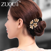 Rubber band Hairband female Joker hair floral headdress elegant with drill hair flower headrope adult headgear hair rope