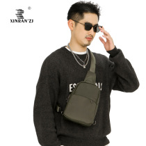 Light waterproof mens leisure sports travel small chest bag left and right single shoulder bag vertical pure color Mini small bag