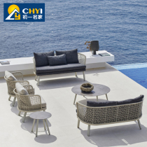 Outdoor sofa courtyard Leisure outdoor outdoor balcony designer rattan furniture single solid wood rope sofa chair