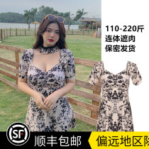 Large breasted swimsuit woman Big code Fat mm200 catty and slim fit together One-piece Dress Swimsuit Hot Spring Sexy