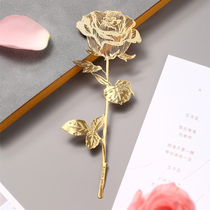 March three roses gilded bookmark Classical Chinese style exquisite creative metal hollow bookmark custom gift Valentines Day Tanabata gift to send girlfriend couple bookmark Girlfriend birthday gift