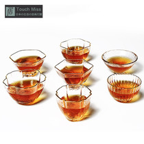 Touch Miss tea cup transparent gilt glass rimmed glass teacup heat-resistant hammer Japanese kung fu tea set teacup