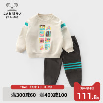 Rabbi tree childrens clothing childrens suit 2021 Autumn New Baby leisure sportswear boys two-piece set