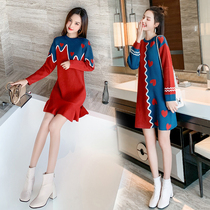 2021 New Spring and Autumn Dress Winter High-end Sweater Dress Long Christmas Knitted Skirt with Coat