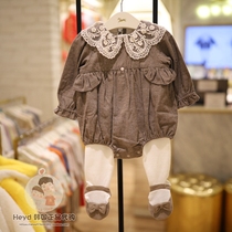 Direct mail ETTOI Korea Pegus childrens wear 21 winter girls brown jumpsuit 727982