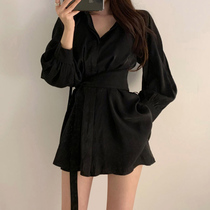 Small shirt long-sleeved dress womens 2020 autumn new Korean slim slim French Hepburn fairy skirt