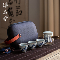 Ceramic fast guest Cup simple portable small set travel kung fu tea set outdoor modern one pot three Cup side pot