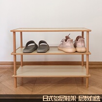  Simple Japanese-style home shoe rack narrow door household wooden small shoe rack Economical removable lightweight wooden shoe rack