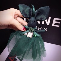 Korean Cloth Art Paparazzi Rabbit Car Key Buckle Butterfly Knot Creative Gift Bag Pendant Cute Little Accessories