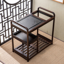 Ebony mobile tea table Household small tea table Tea set table All-in-one induction cooker tea table Mobile tea cart