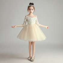 Flower girl dress Girls high-end princess dress Puffy yarn Child host childrens foreign style wedding dress piano performance suit