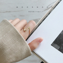 Niche design wavy pattern whole body silver INS cold wind adjustable opening ring index finger ring female