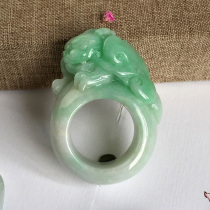 Natural emerald A cargo ring floating green leopard for men Finger Manually Engraved Lone pint ring