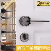 Yibli Invisible Door Lock Background Wall Single Sided Darklock Golden American Indoor Room Door Handle Simple bedroom door lock