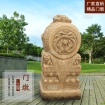 Stone carving door pier White marble holding drum stone A pair of courtyard lucky stone Lion Household stone drum door stall Marble