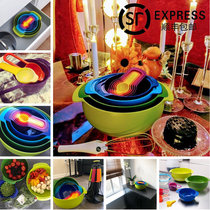 UK Joseph Joseph Rainbow Bowl Baking Set 9 Rainbow bowls and pasta salad mixing and washing dishes