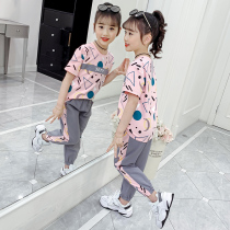 Girl Short Sleeve Anti-mosquito Pants Sports Suit Summer Dress Five 67 80 Year Old Girl Clothes Summer Ocean Trendy