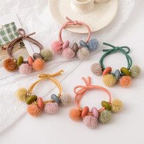 Head rope female Net red Ins Korean version of simple Hairband headwear cute pompon hair high-elastic rubber band hair accessories