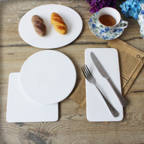 Pure white ceramic plate Rectangular flat plate Flat plate Western steak cake dessert plate Creative cold dish Japanese sushi plate
