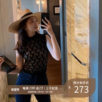 lowey Japan imported high-end fine strand line rasher lace Miss Republic of China ruffled sleeveless top