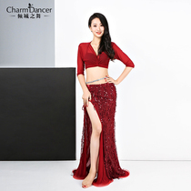 Qingcheng Dance 2020 new belly dance practice clothing sequin tassel tassel simple performance suit ZM234