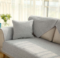 Solid color linen simple modern fashion Chinese solid wood sofa cushion four seasons non-slip universal sofa cover towel cover cloth